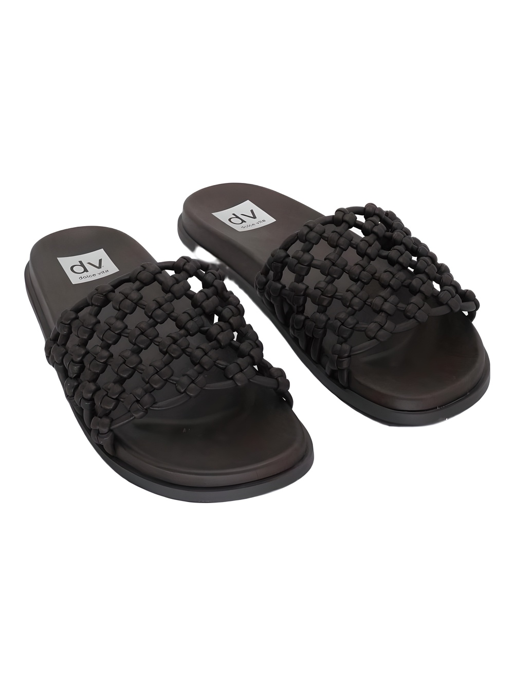 DV Dolce Vita Galossa Brown Woven Slide Sandals Size 8M